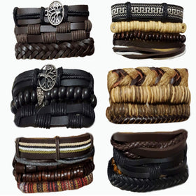 24 Pcs Woven Leather Cuff Bracelet
