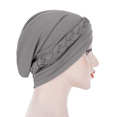 Novarena Womens African Turban Hat Knot Pre-Tied Bonnet Beanie Cap Headwrap, 1 Pc Braided Black