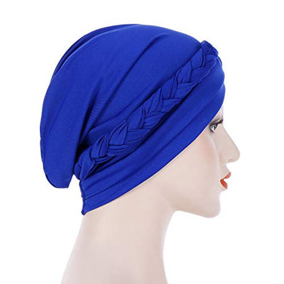 Novarena Womens African Turban Hat Knot Pre-Tied Bonnet Beanie Cap Headwrap, 1 Pc Braided Black