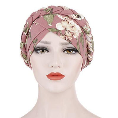 Novarena Womens African Turban Hat Knot Pre-Tied Bonnet Beanie Cap Headwrap, 1 Pc Braided Black