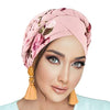 Novarena Womens African Turban Hat Knot Pre-Tied Bonnet Beanie Cap Headwrap, 1 Pc Braided Black