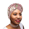 Novarena Womens African Turban Hat Knot Pre-Tied Bonnet Beanie Cap Headwrap, 1 Pc Braided Black