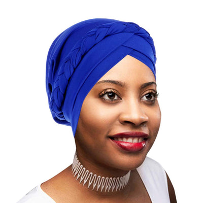 Novarena Womens African Turban Hat Knot Pre-Tied Bonnet Beanie Cap Headwrap, 1 Pc Braided Black