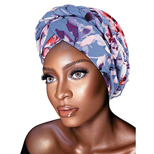 Novarena Womens African Turban Hat Knot Pre-Tied Bonnet Beanie Cap Headwrap, 1 Pc Braided Style 10