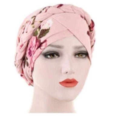 Novarena Womens African Turban Hat Knot Pre-Tied Bonnet Beanie Cap Headwrap, 1 Pc Braided Black