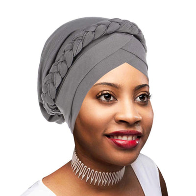 Novarena Womens African Turban Hat Knot Pre-Tied Bonnet Beanie Cap Headwrap, 1 Pc Braided Black