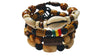 Novarena 2 Pcs Jamaican Rasta Beads with Cowrie Shells Bracelets for Men Women Beaded Bracelets Multi Layer Stackable Ethnic Tribal African Traditional (2 Pcs Jamaican Rasta Beads with Cowry Shells)