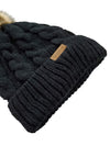 Novalena Women's Thick Cable Knit Faux Fur Pom Fleece Lined Skull Cap Cuff Warm Crochet Winter Wool Knit Ski Beanie Slouchy, Beige