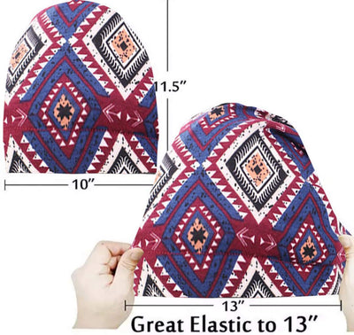 Novarena Satin Silk Lined Sleep Cap Beanie Slap Hat – Gifts for Women (Navy Print #2)