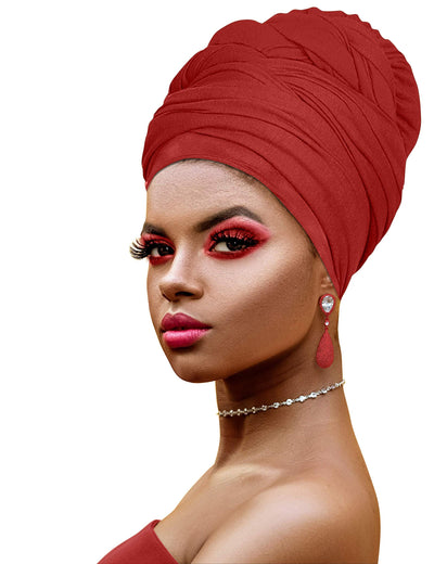 Novarena Ankara African Print Soft Headwraps Headband Long Hair Head Wrap Scarf Turban Tie Jersey Knit African head wraps