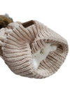 Novalena Women's Thick Cable Knit Faux Fur Pom Fleece Lined Skull Cap Cuff Warm Crochet Winter Wool Knit Ski Beanie Slouchy, Beige