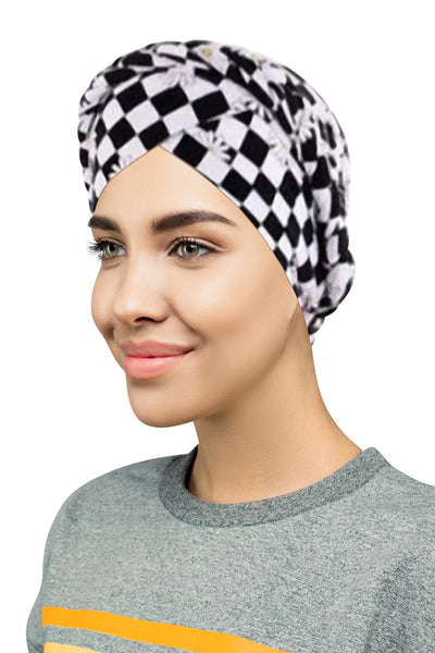 Novarena Womens African Turban Hat Knot Pre-Tied Bonnet Beanie Cap Headwrap, 1 Pc Braided Black
