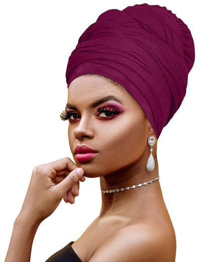 Novarena Ankara African Print Soft Headwraps Headband Long Hair Head Wrap Scarf Turban Tie Jersey Knit African head wraps