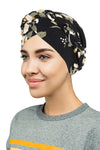 Novarena Womens African Turban Hat Knot Pre-Tied Bonnet Beanie Cap Headwrap, 1 Pc Braided Black