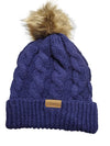 Novalena Women's Thick Cable Knit Faux Fur Pom Fleece Lined Skull Cap Cuff Warm Crochet Winter Wool Knit Ski Beanie Slouchy, Beige