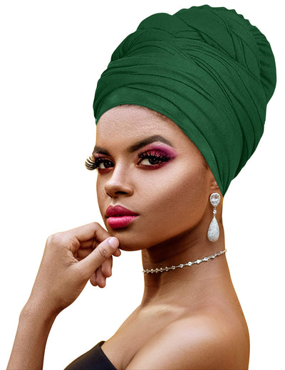 Novarena Ankara African Print Soft Headwraps Headband Long Hair Head Wrap Scarf Turban Tie Jersey Knit African head wraps