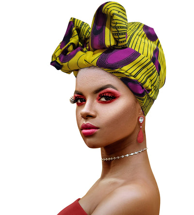 Novarena Ankara African Print Soft Headwraps Headband Long Hair Head Wrap Scarf Turban Tie Jersey Knit African head wraps