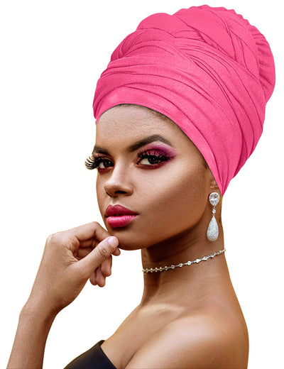 Novarena Ankara African Print Soft Headwraps Headband Long Hair Head Wrap Scarf Turban Tie Jersey Knit African head wraps