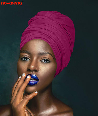 Novarena Ankara African Print Soft Headwraps Headband Long Hair Head Wrap Scarf Turban Tie Jersey Knit African head wraps