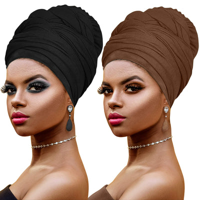 Novarena Ankara African Print Soft Headwraps Headband Long Hair Head Wrap Scarf Turban Tie Jersey Knit African head wraps