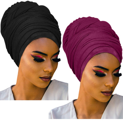 Novarena Ankara African Print Soft Headwraps Headband Long Hair Head Wrap Scarf Turban Tie Jersey Knit African head wraps