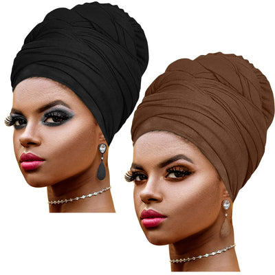 Novarena Ankara African Print Soft Headwraps Headband Long Hair Head Wrap Scarf Turban Tie Jersey Knit African head wraps