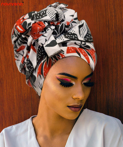 Novarena Ankara African Print Soft Headwraps Headband Long Hair Head Wrap Scarf Turban Tie Jersey Knit African head wraps