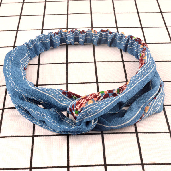 9 PC Set of Women Girls Summer Bohemian Hair Bands Print Headbands Retro Cross Turban Bandage Bandanas HairBands Hair Accessories Headwrap - Laura Baby and Company
