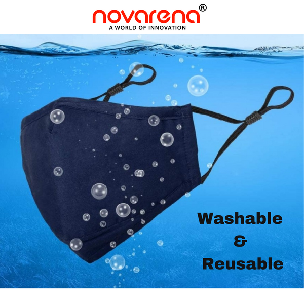 NOVARENA Black Unisex Cloth Face Masks- 5Pcs