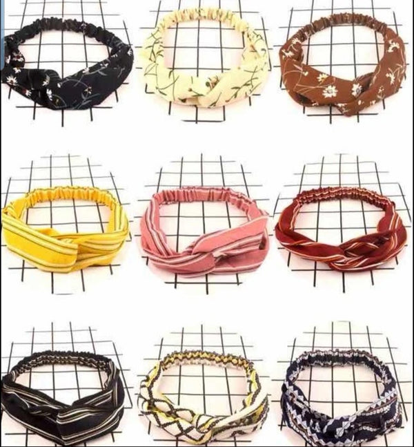 9 PC Set Girls Bohemian Print Headwrap