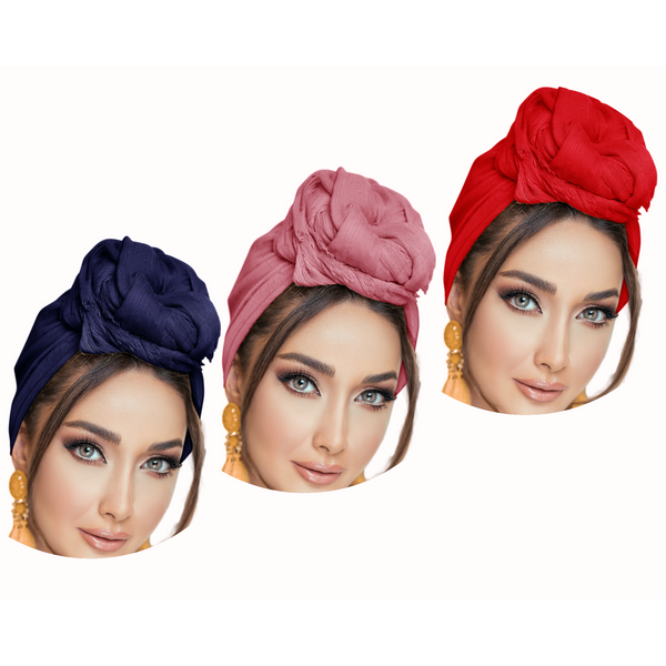 Non-Stretch Solid Colors Soft Headwraps-3 Pack