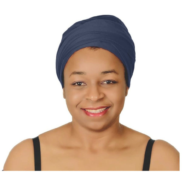 Navy Blue and Heather Grey Stretch Headwrap-2 Pcs 