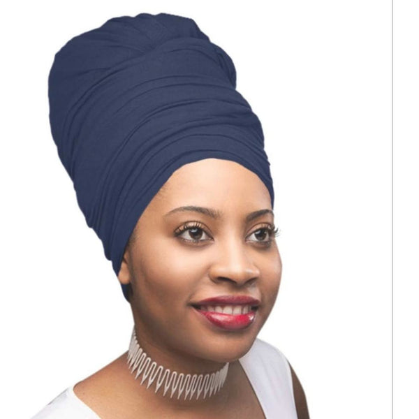 Navy Blue and Heather Grey Stretch Headwrap-2 Pcs 