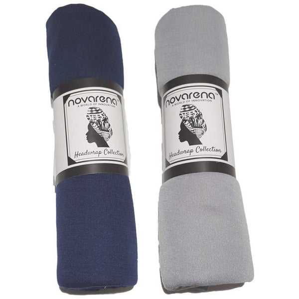 Navy Blue and Heather Grey Stretch Headwrap-2 Pcs 