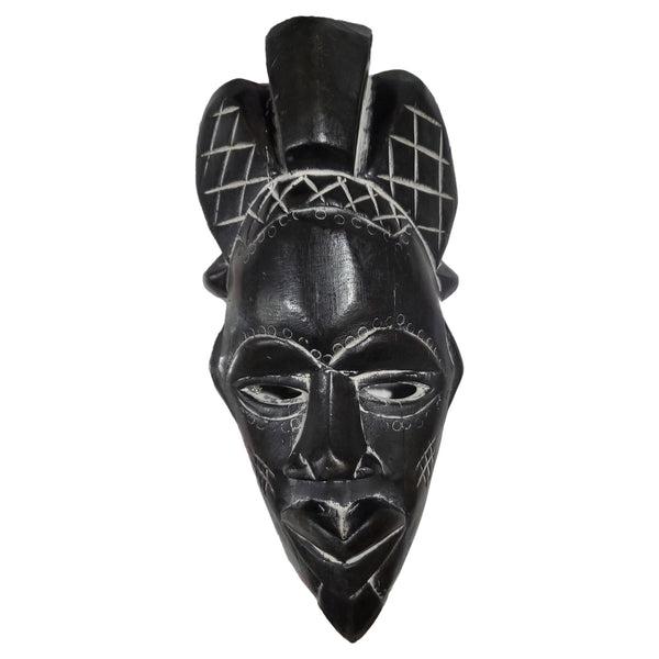 African Wood Mask in Black 1 Piece of 12