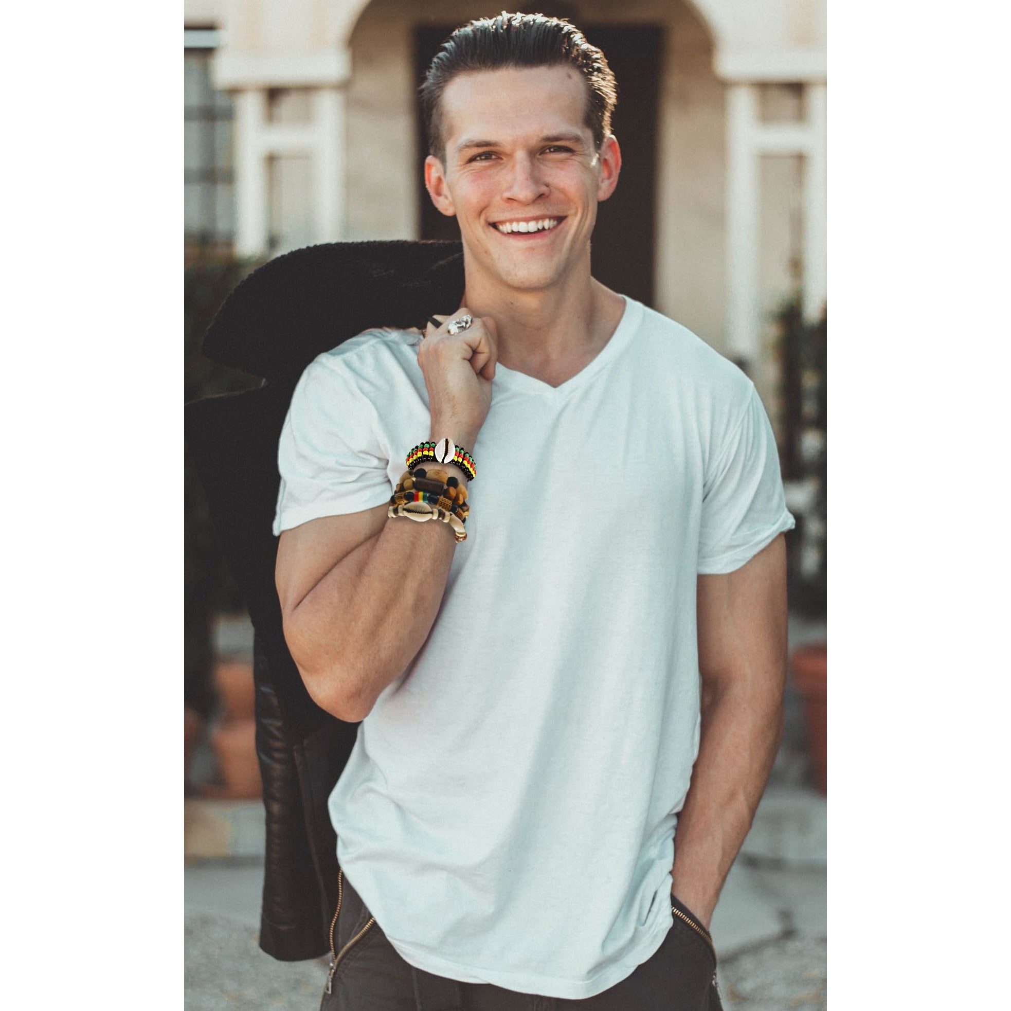 4 Pcs Multi Layer African Bead Bracelets