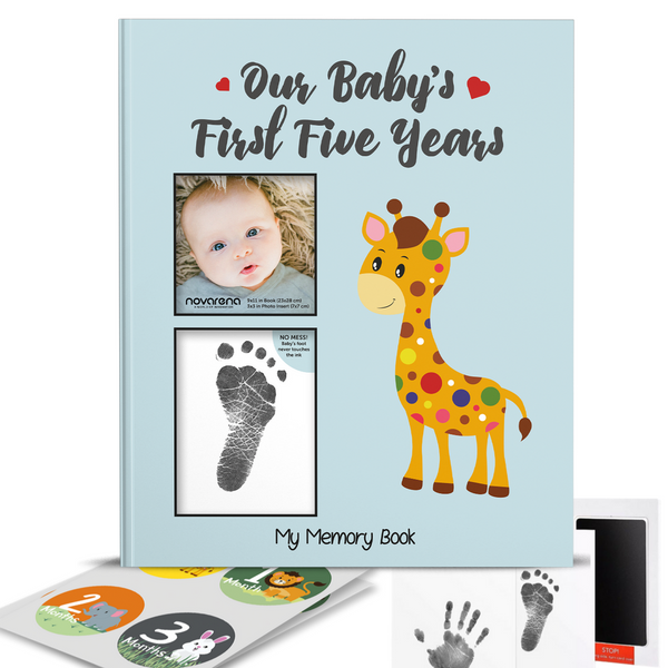 Next Baby Memory Book w/Keepsake Box & 30 Monthly & Baby First Milestone Stickers - Gender Neutral First Year Scrapbook Journal 