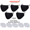 NOVARENA Black Unisex Cloth Face Masks- 5Pcs