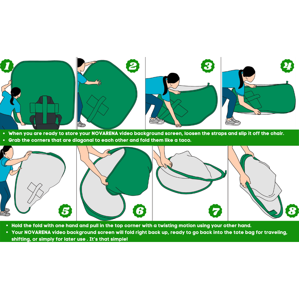 NOVARENA 2-in-1 Portable Green Screen Backdrop