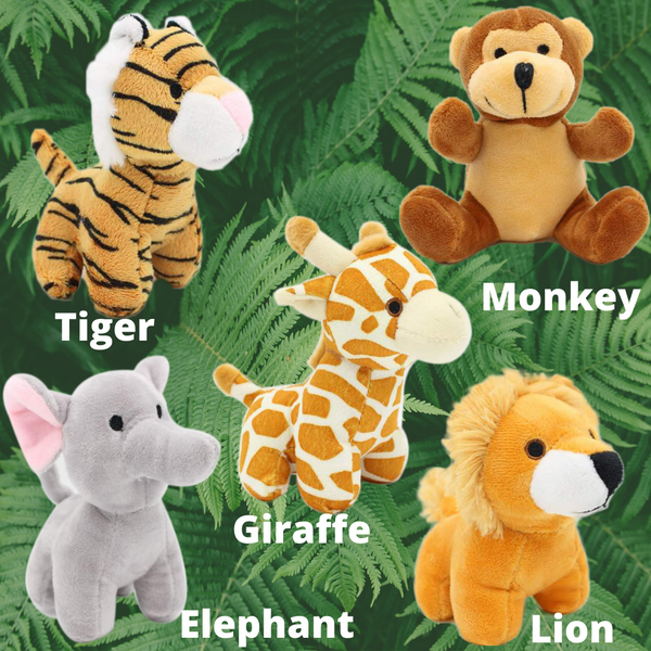 Jungle Friends Talking Plush Animals 1- 7 Year Old up Stuffed Toys Lion Elephant Giraffe Tiger Monkey (6 Pc Premium Jungle Set) - Laura Baby and Company