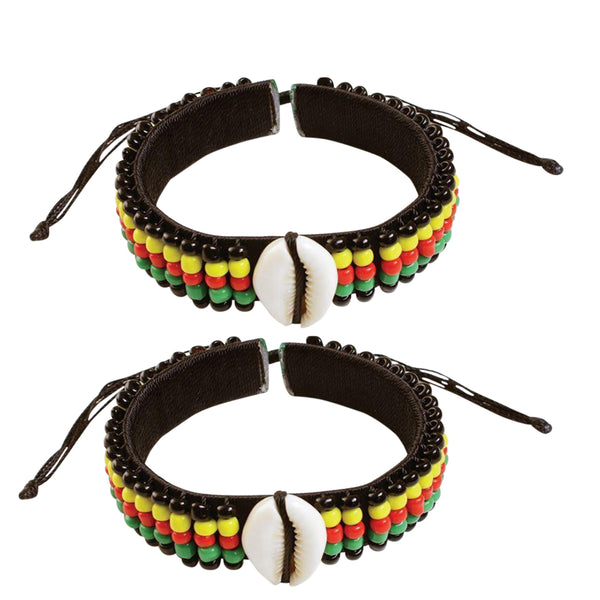 Jamaican Rasta Beads Bracelets -2 Pcs