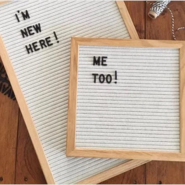 12x18 Felt Letter Board|Oak Frame Letterboards | Grey Black White Felt Letter Board with 340 White Letters | Felt Message Board | 12x18 Felt Sign - Laura Baby and Company