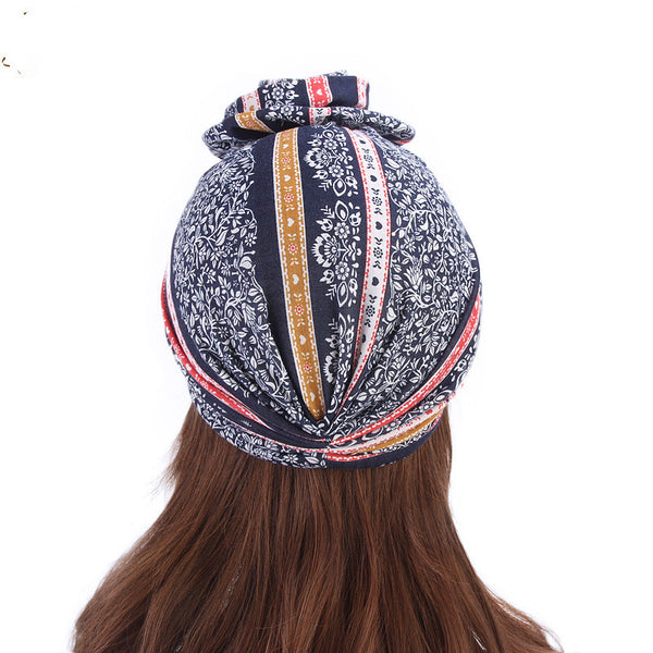 PRE-TIED Women African Turban with Rose Flower Knot | Pre-Tied Bonnet Beanie Cap Headwrap| Stretch Jersey Solid Colors and Floral Knit Wraps Scarf - Laura Baby and Company