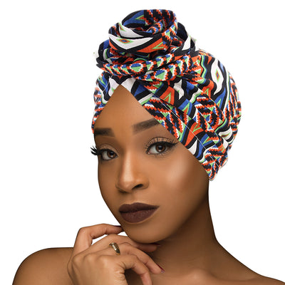 PRE-TIED Women African Turban with Rose Flower Knot | Pre-Tied Bonnet Beanie Cap Headwrap| Stretch Jersey Solid Colors and Floral Knit Wraps Scarf - Laura Baby and Company