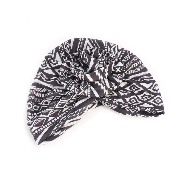 PRE-TIED Women African Turban with Rose Flower Knot | Pre-Tied Bonnet Beanie Cap Headwrap| Stretch Jersey Solid Colors and Floral Knit Wraps Scarf - Laura Baby and Company