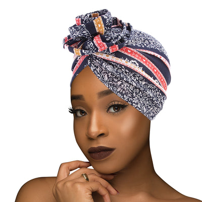 PRE-TIED Women African Turban with Rose Flower Knot | Pre-Tied Bonnet Beanie Cap Headwrap| Stretch Jersey Solid Colors and Floral Knit Wraps Scarf - Laura Baby and Company