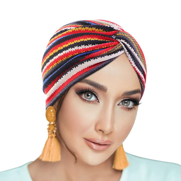 PRE-TIED Pack of 9 Women African Turban with Rose Flower Knot | Pre-Tied Bonnet Beanie Cap Headwrap| Stretch Jersey - Laura Baby and Company