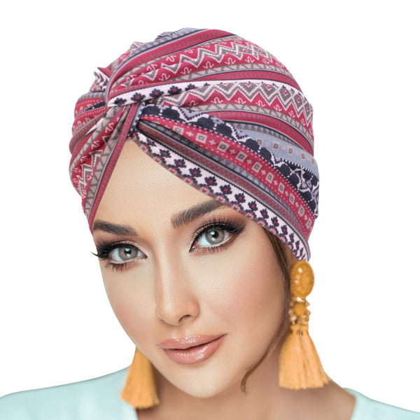 PRE-TIED Pack of 9 Women African Turban with Rose Flower Knot | Pre-Tied Bonnet Beanie Cap Headwrap| Stretch Jersey - Laura Baby and Company