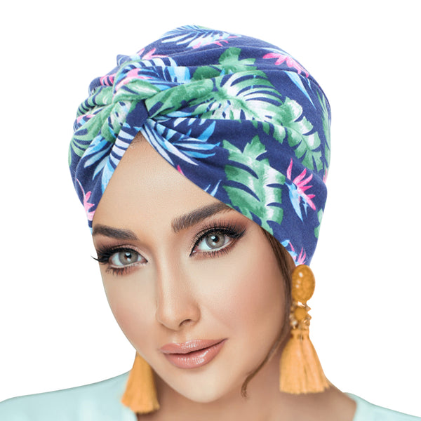 PRE-TIED Pack of 9 Women African Turban with Rose Flower Knot | Pre-Tied Bonnet Beanie Cap Headwrap| Stretch Jersey - Laura Baby and Company