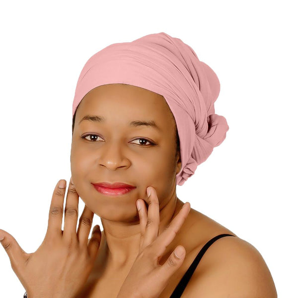 Novarena Baby Pink Solid Color Head Wrap Stretch Long Hair Scarf Turban Tie Kente African Hat Jersey Knit Headwrap - Laura Baby and Company